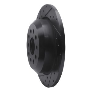 Jeep Wrangler Brake Rotor (1) - Rear Left - R1 Concepts - Drilled & Slotted - Black - `18-`25